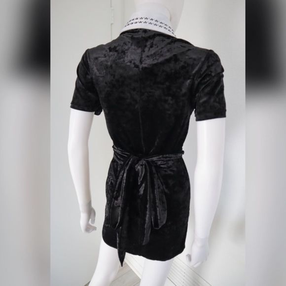 Handmade Black Witchy, Goth Velour Spandex Courtney Love Button Up Mini Dress S - Picture 7 of 9